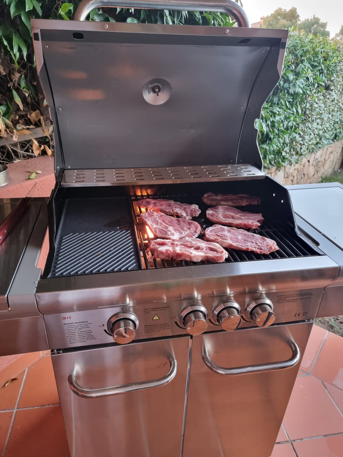 Barbecue gas in acciaio 3 bruciatori + 1 fornello laterale Florida