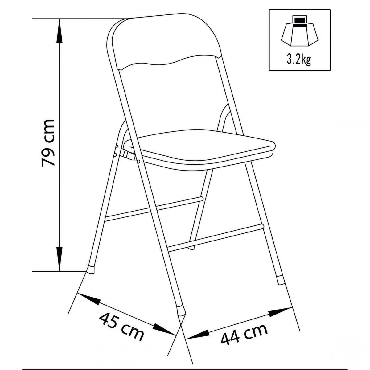 Sedia pieghevole da interno in acciaio con seduta e schienale in PVC imbottito Closy