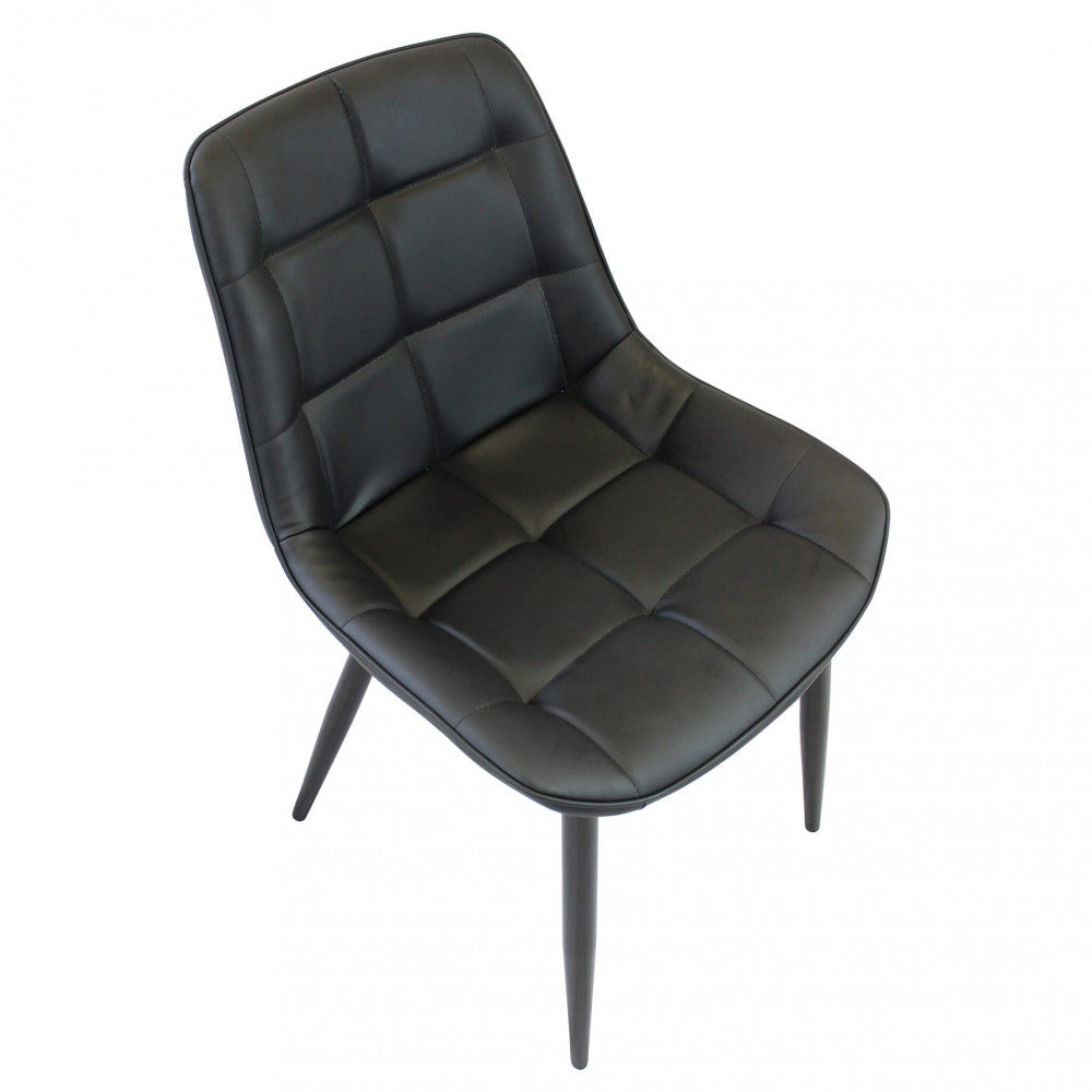 Sedia larga da interno sala da pranzo con struttura in metallo e seduta morbida rivestita in ecopelle No Arm