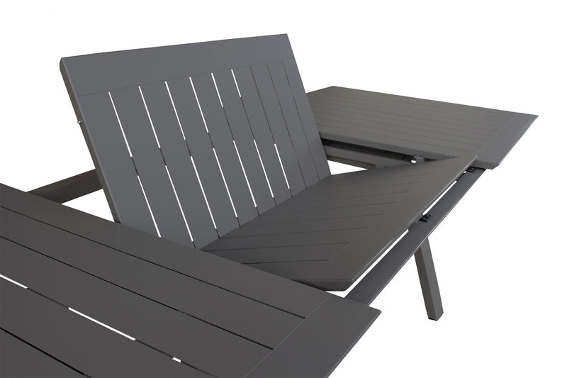 Tavolo allungabile da esterno in alluminio con piano effetto doghe Lyse