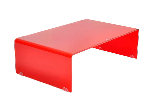 Tavolino basso da interno salotto in vetro rosso piegato a caldo Red Glass