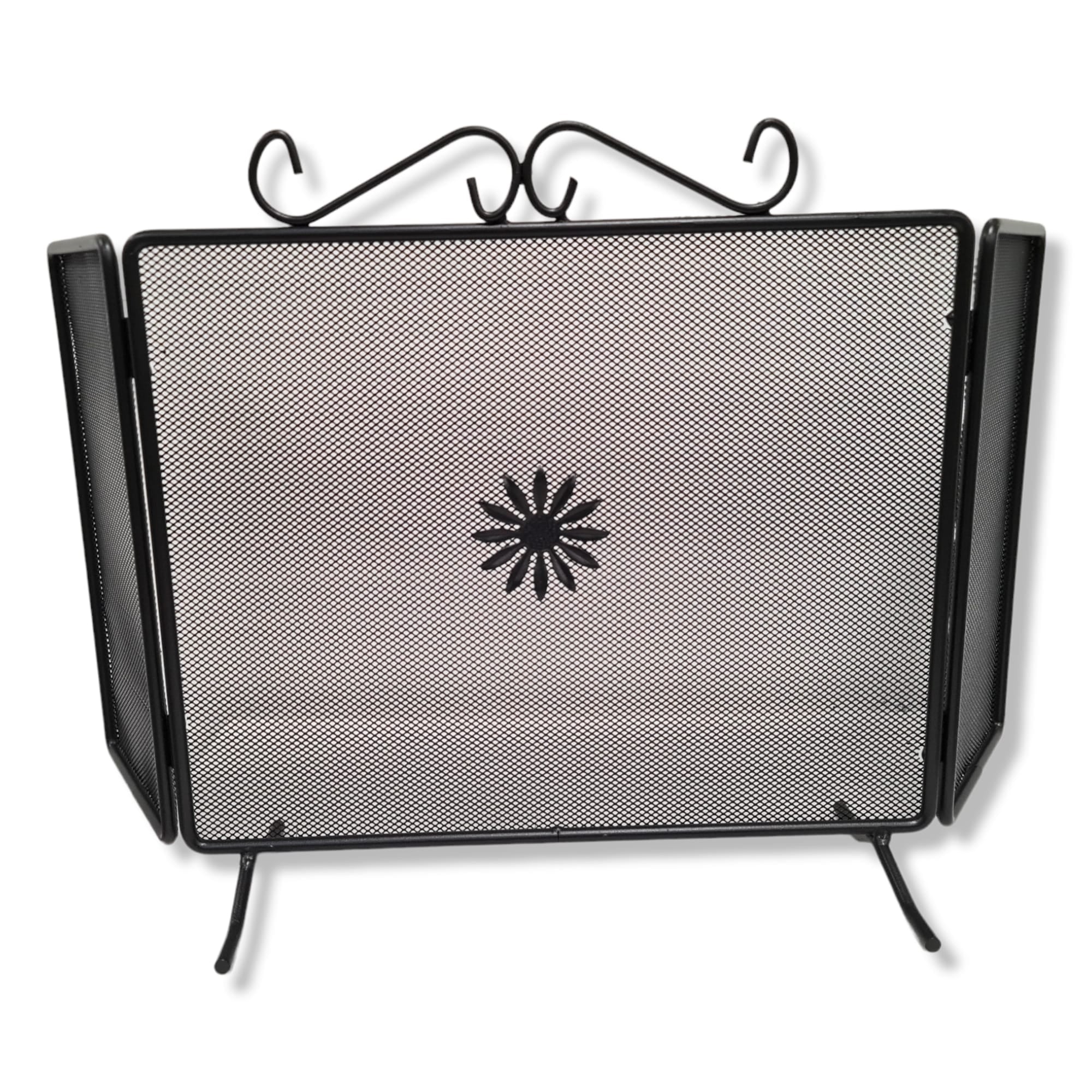 Parascintille schermo per camino caminetto in ferro battuto con ante laterali richiudibili