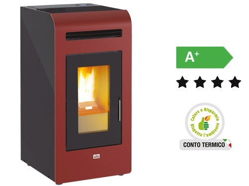 Stufa a pellet 12,5 kW Queen Plus HE 14 Canalizzata Bordeaux