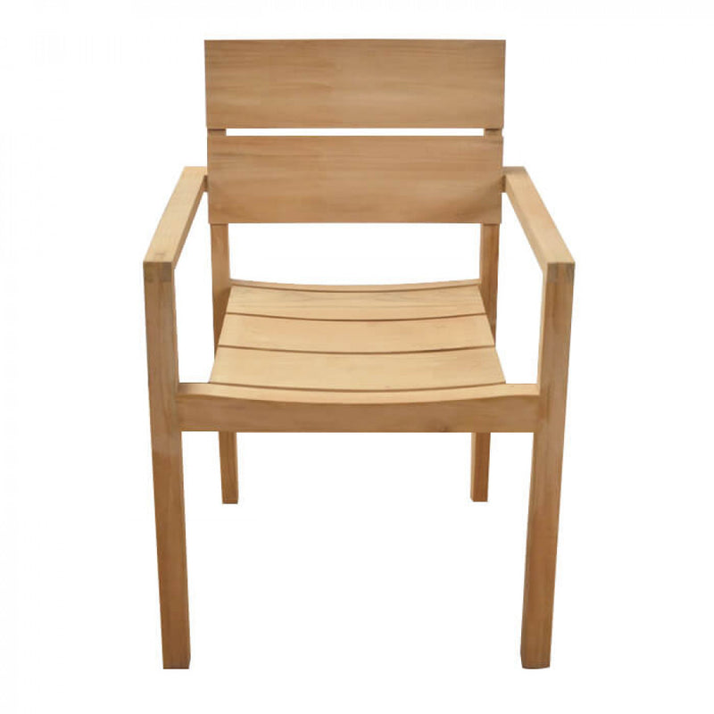 Sedia poltrona impilabile da giardino in legno pregiato di teak con seduta e schienale a doghe T-Chair