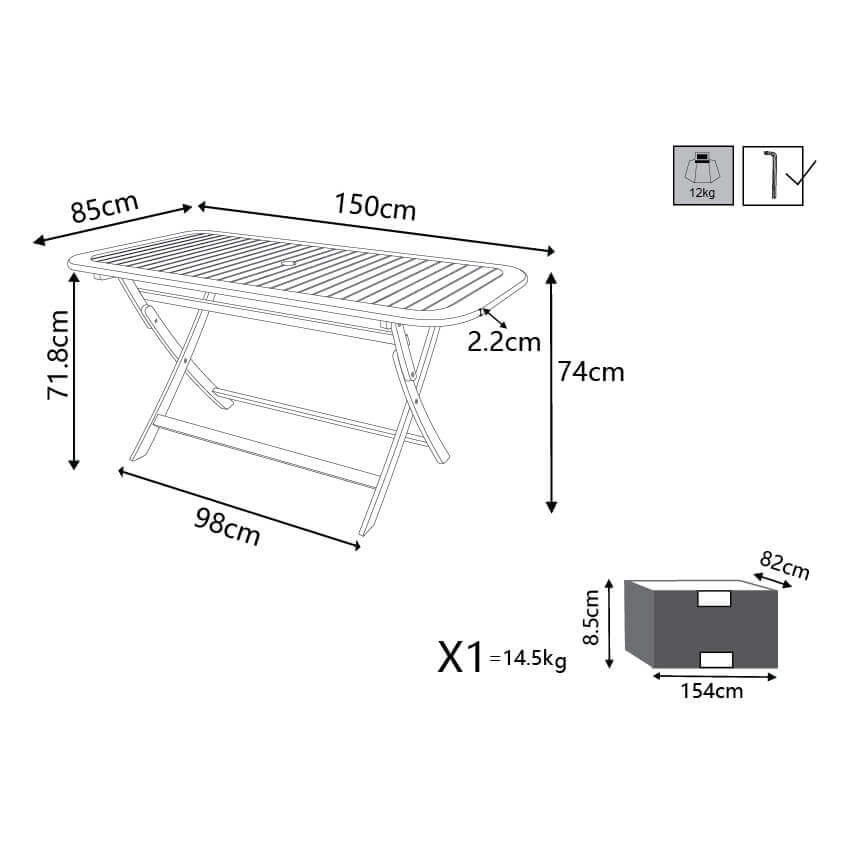 Tavolo Pieghevole ovale in legno 150 X 80