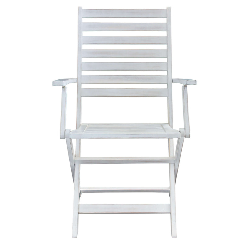 Poltrona sedia per esterno in legno con braccioli bianca SERENY