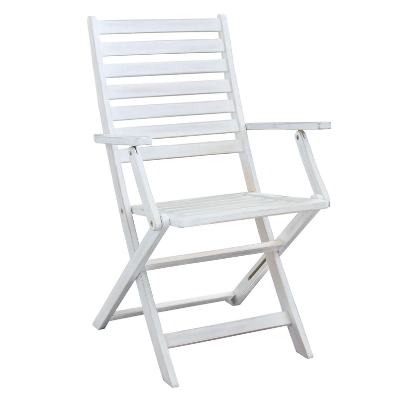 Poltrona sedia per esterno in legno con braccioli bianca SERENY