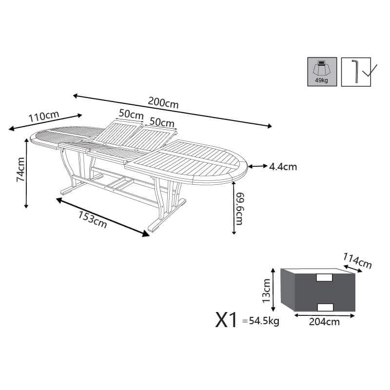 Tavolo per esterno ovale allungabile fino a 300 cm LENNY DOUBLE