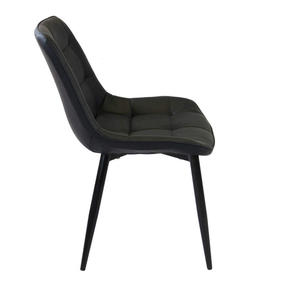 Sedia larga da interno sala da pranzo con struttura in metallo e seduta morbida rivestita in ecopelle No Arm