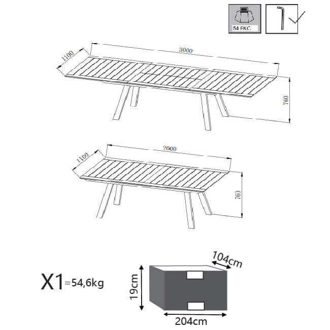 Tavolo allungabile da esterno in alluminio con piano effetto doghe LYSE