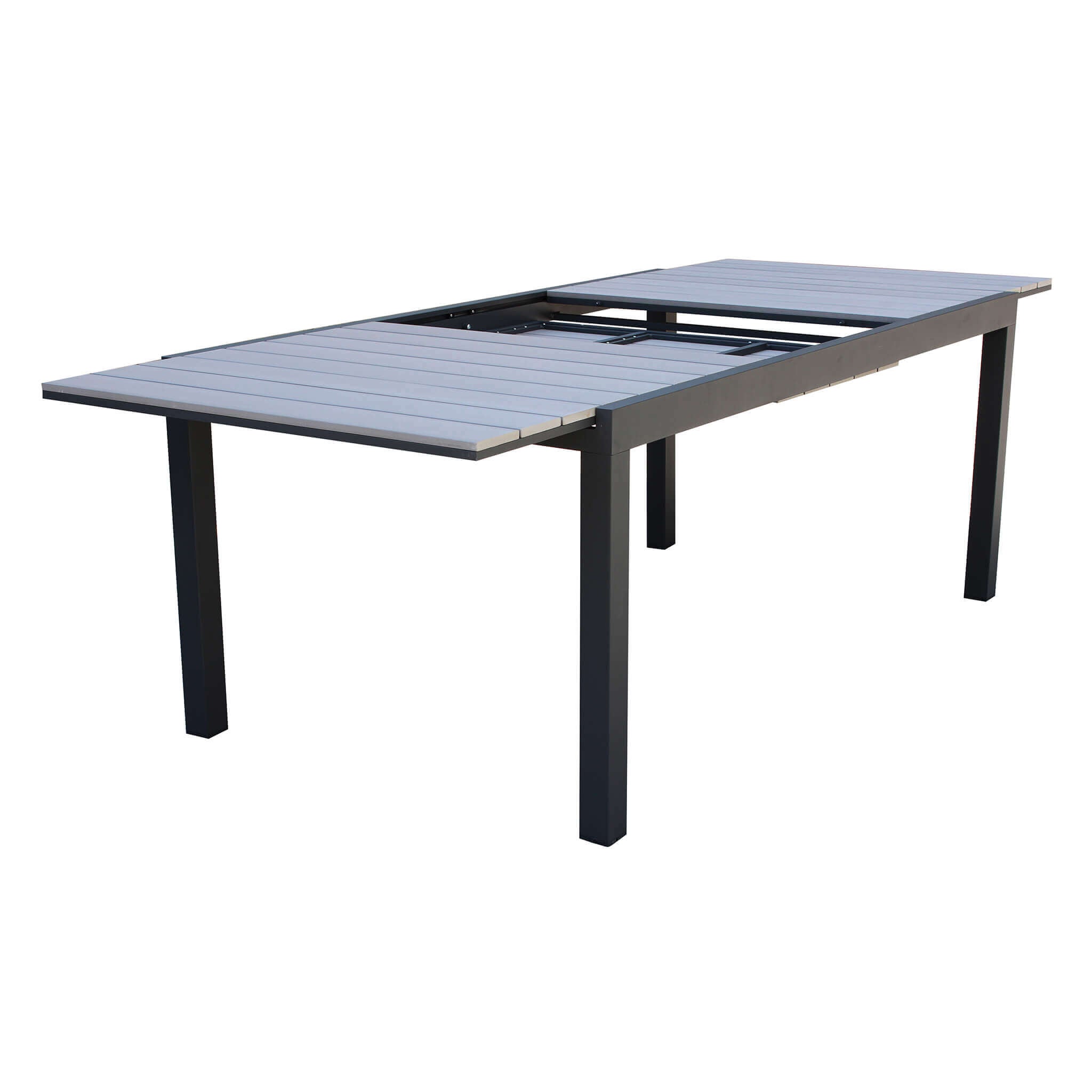 Tavolo allungabile da esterno in alluminio con piano in polywood effetto