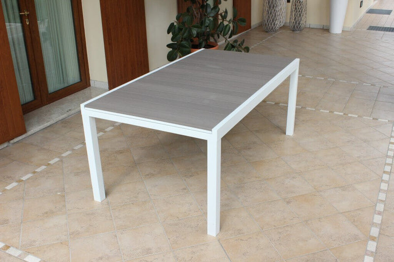 Tavolo in alluminio da esterno bianco e grigio Zulema 180/240 X 100