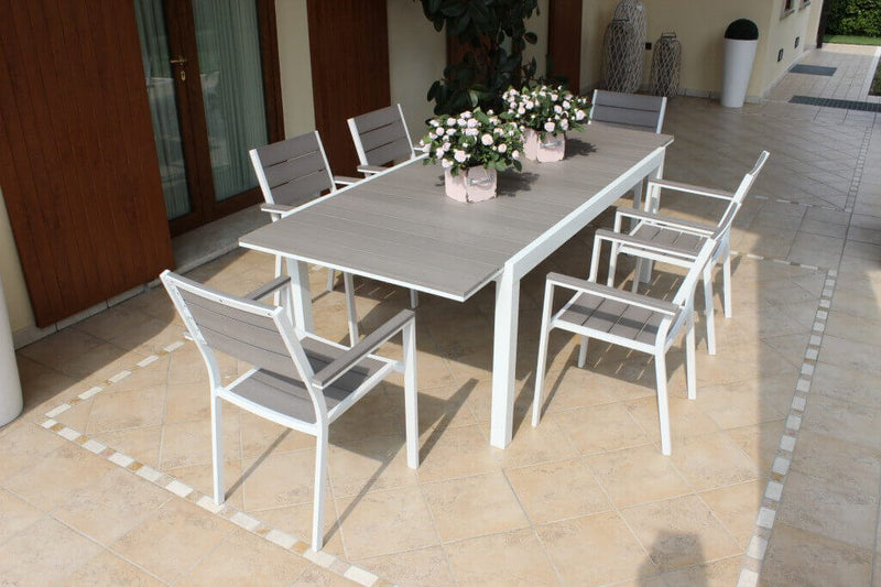 Tavolo in alluminio da esterno bianco e grigio Zulema 180/240 X 100