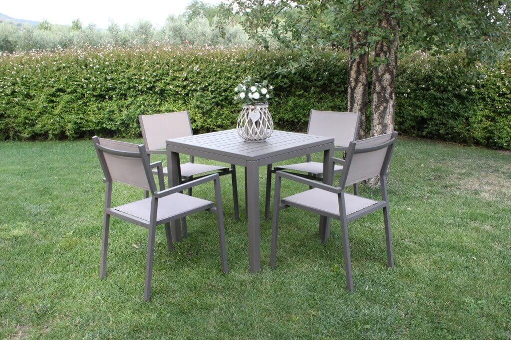 Tavolo quadrato in alluminio per esterno 80x80 cm ERACLE