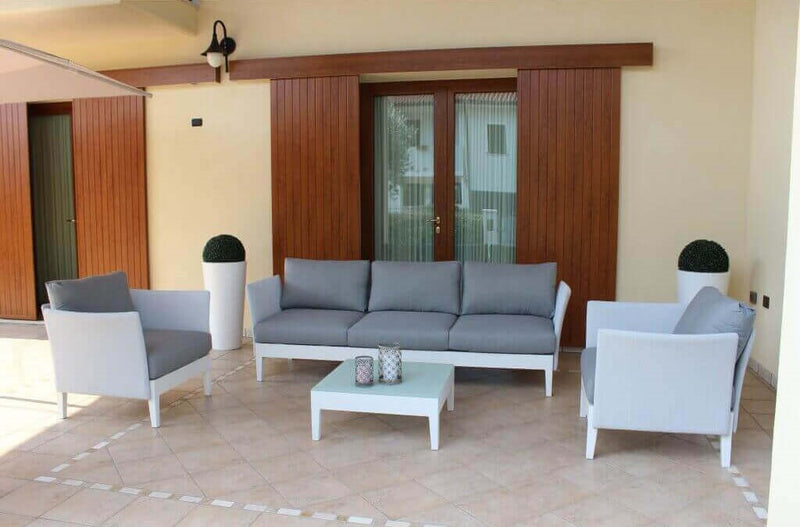 Salotto 3 posti con divano regolabile in alluminio per esterno MILANO