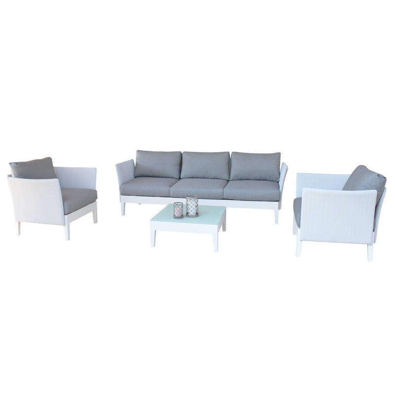 Salotto 3 posti con divano regolabile in alluminio per esterno MILANO