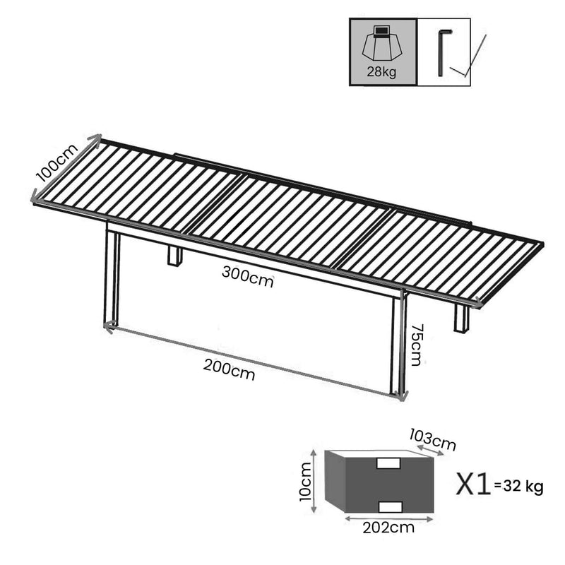 Tavolo in alluminio per esterno allungabile 200/300 cm FRISCO