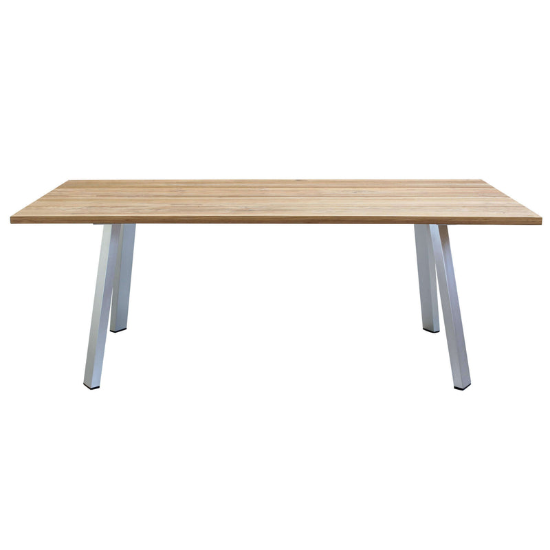 Tavolo in alluminio con piano in legno teak per esterno 200x100 ANTIGUA