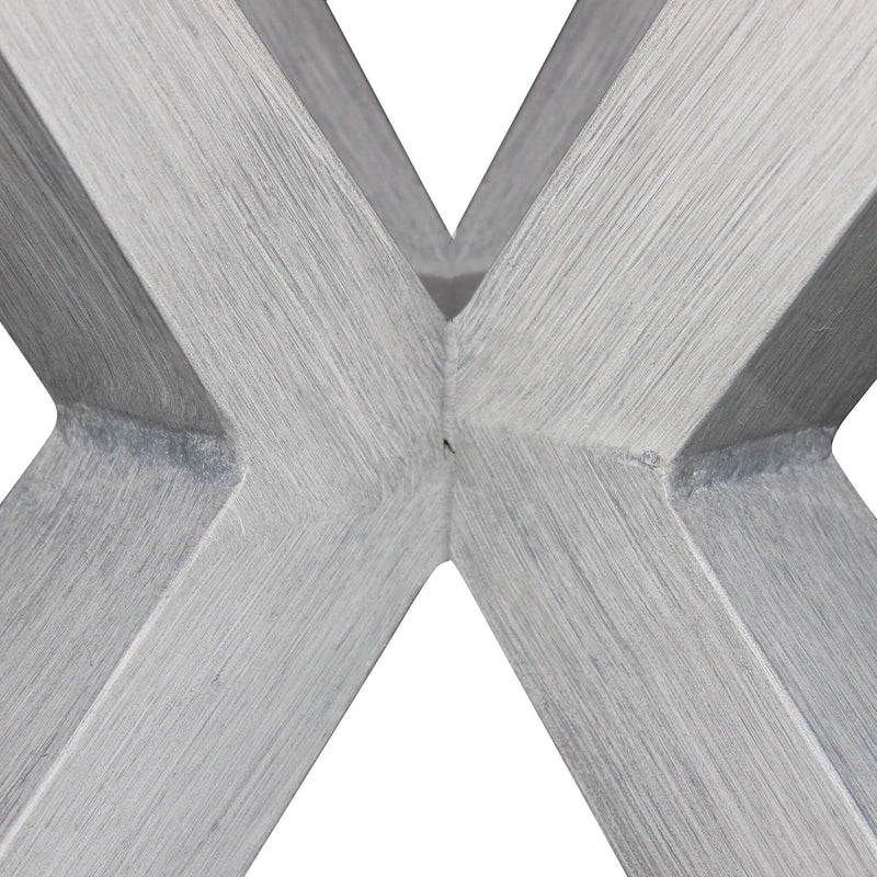 Tavolo per esterno in alluminio con piano in cementite effetto legno Ø14