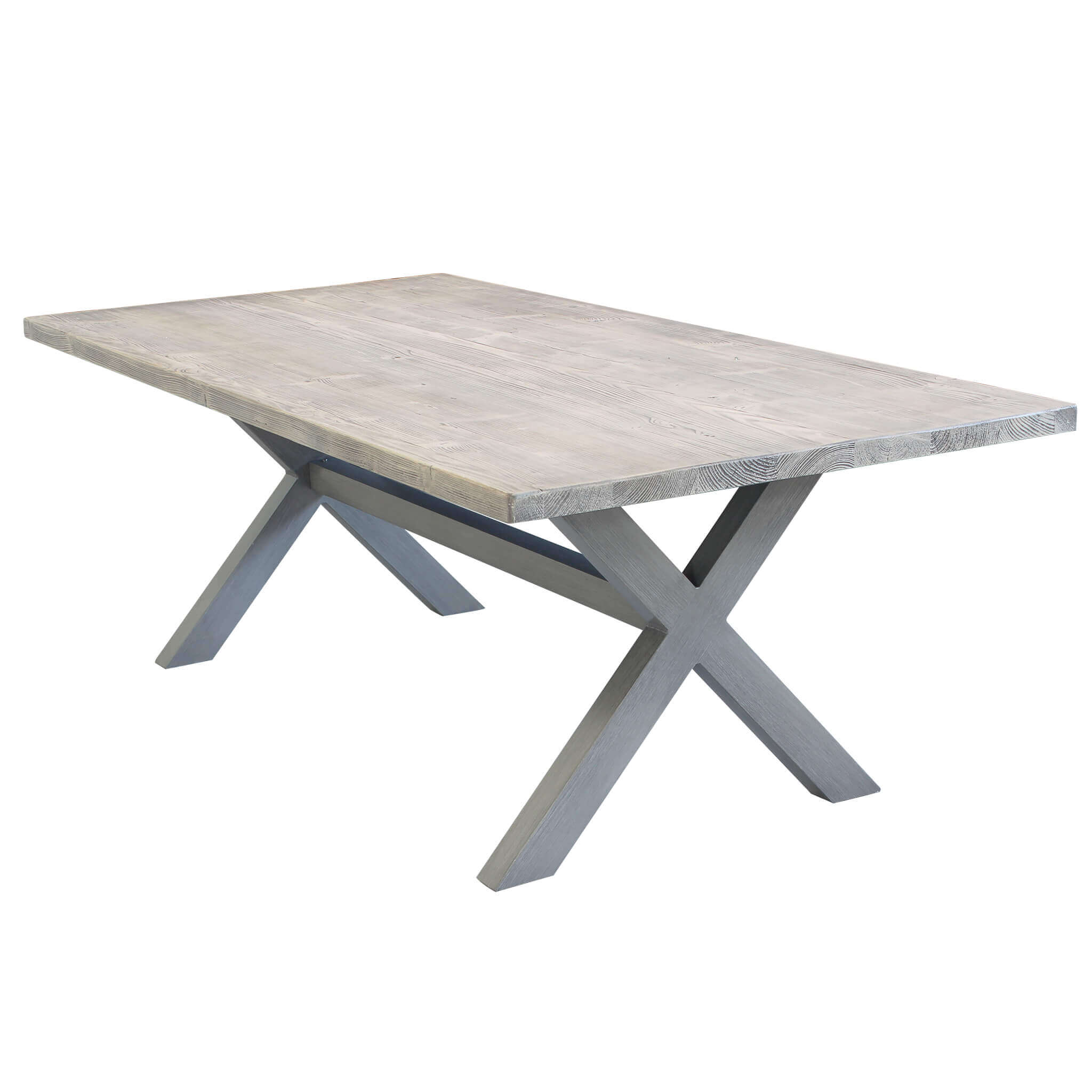 Tavolo per esterno in alluminio con piano in cementite effetto legno 200