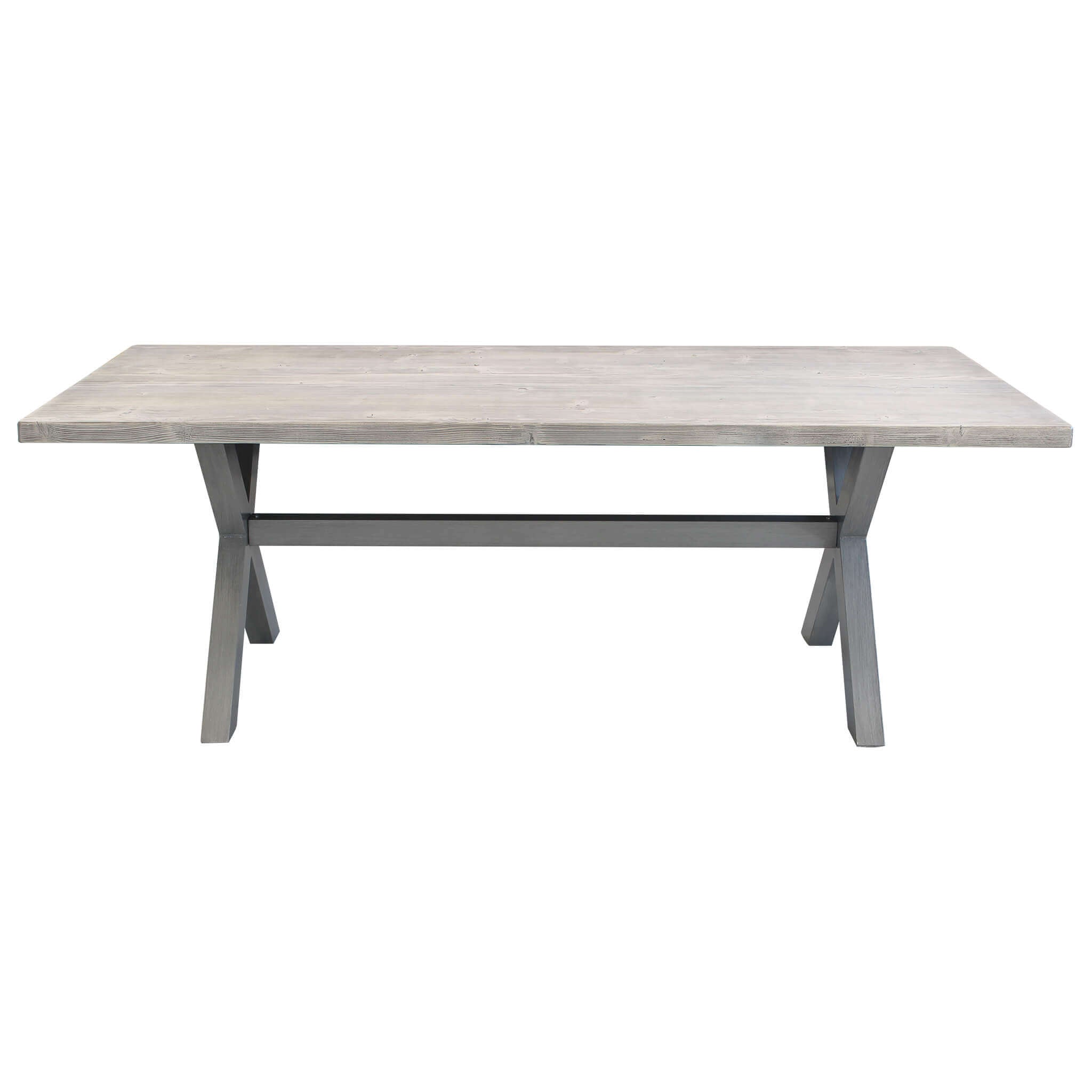 Tavolo per esterno in alluminio con piano in cementite effetto legno 200