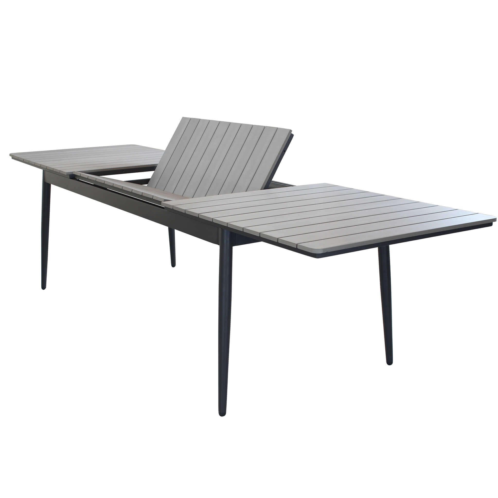 Tavolo allungabile da esterno in alluminio con piano effetto doghe MIRAG