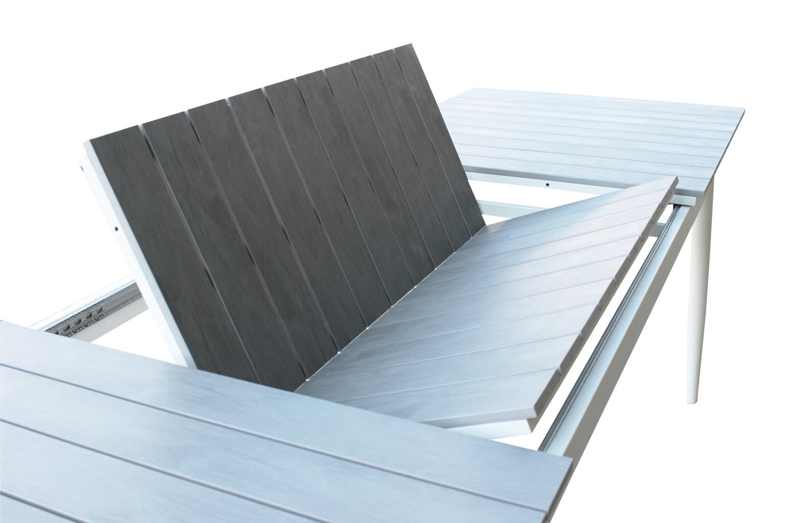 Tavolo allungabile da esterno in alluminio con piano effetto doghe MIRAG