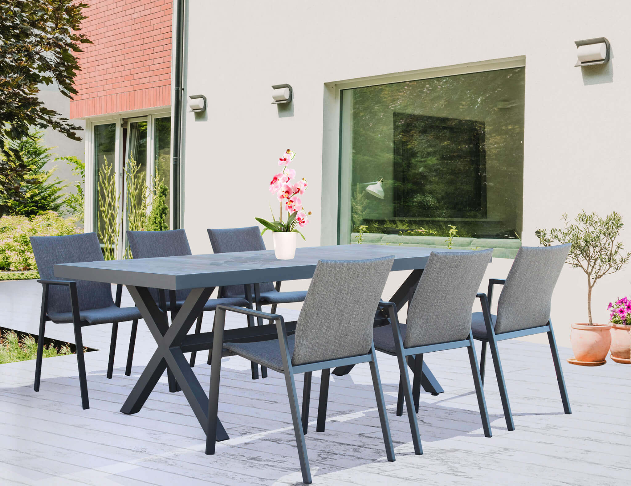 Sedia poltrona impilabile per esterno in alluminio LAGON