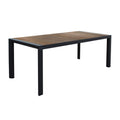 Tavolo per esterno in alluminio con piano in gres effetto legno 150x90 c