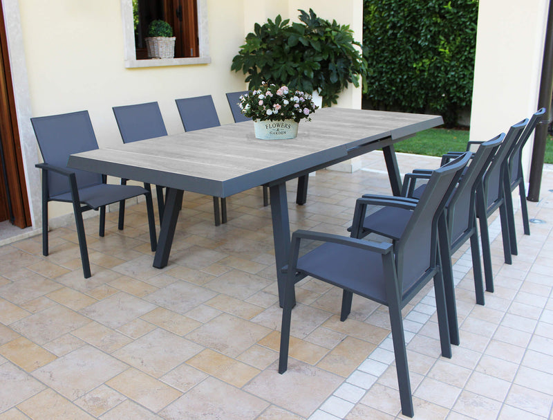 Tavolo allungabile da esterno giardino in alluminio con piano in gres