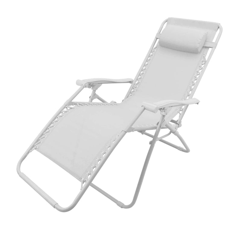 Sdraio sedia pieghevole da esterno in acciaio e textilene con poggiatest