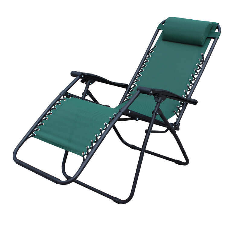 Sdraio sedia pieghevole da esterno in acciaio e textilene con poggiatest