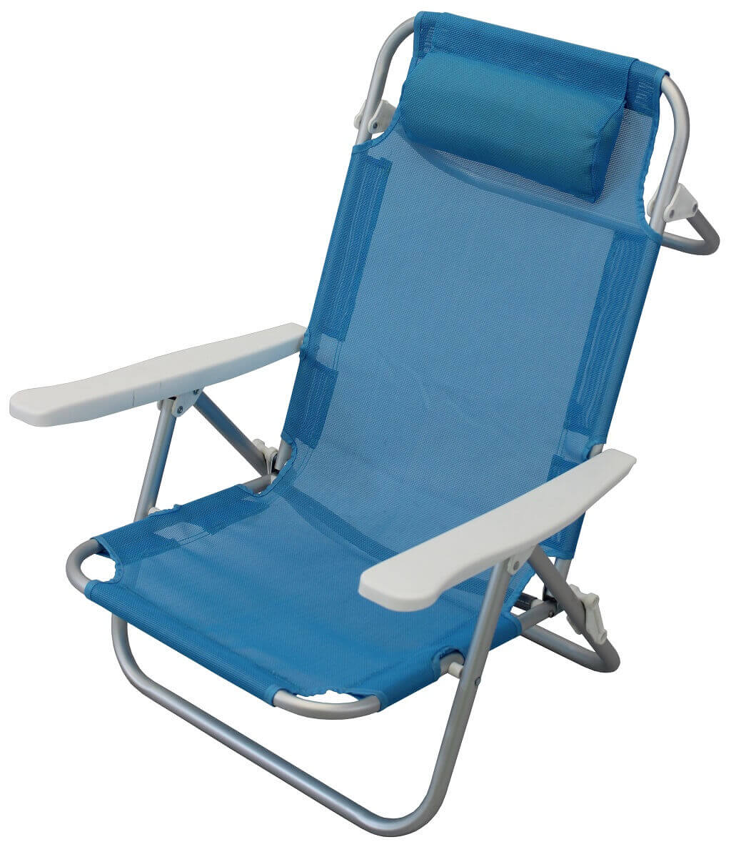 Spiaggina chiudibile in alluminio con braccioli e schienale regolabile