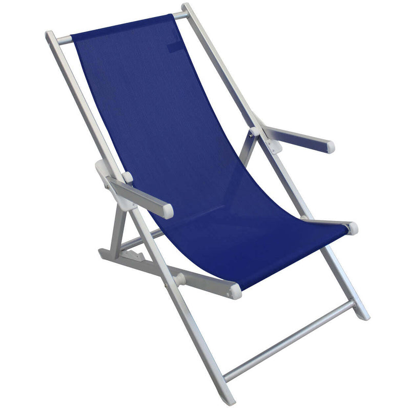 Sedia sdraio da spiaggia in alluminio e textilene con braccioli Ketch