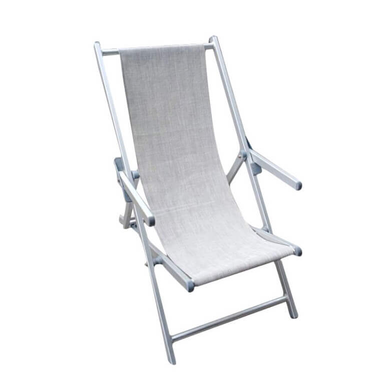 Sedia sdraio da spiaggia in alluminio e textilene con braccioli Ketch