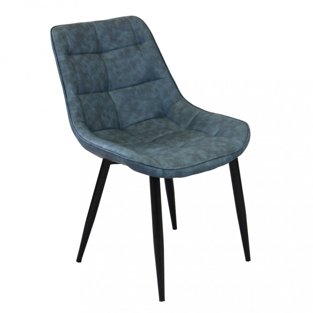 Sedia larga da interno sala da pranzo con struttura in metallo e seduta morbida rivestita in ecopelle No Arm