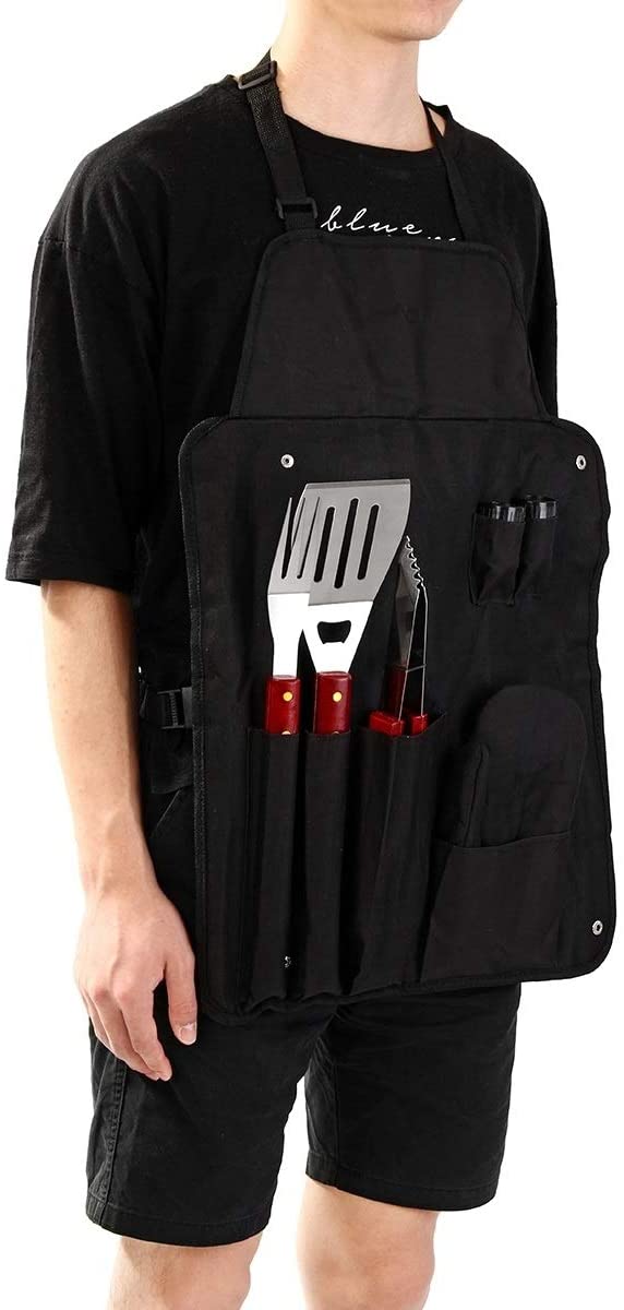 Grembiule con tasche e accessori per barbecue