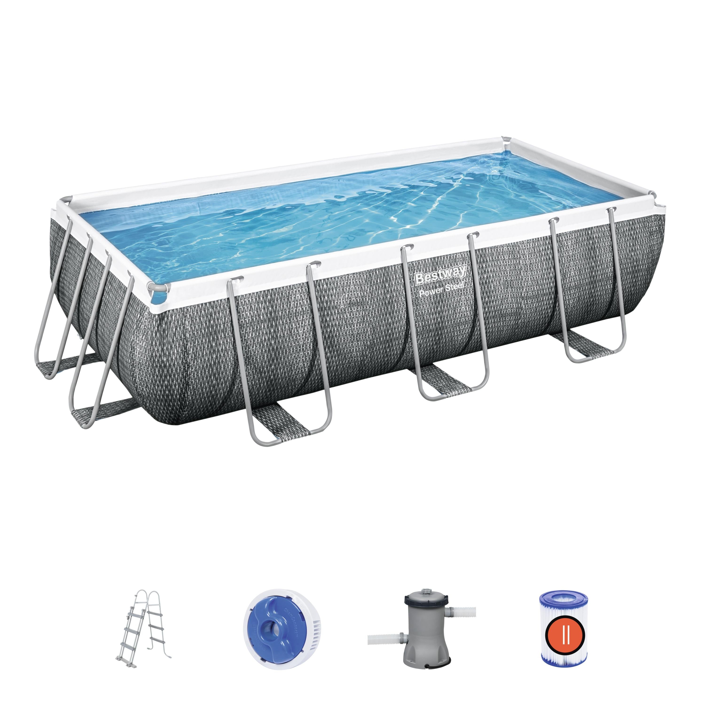 Piscina con struttura rettangolare rattan 4.04m x 2.01m x 1.00m Power Steel Bestway 56721