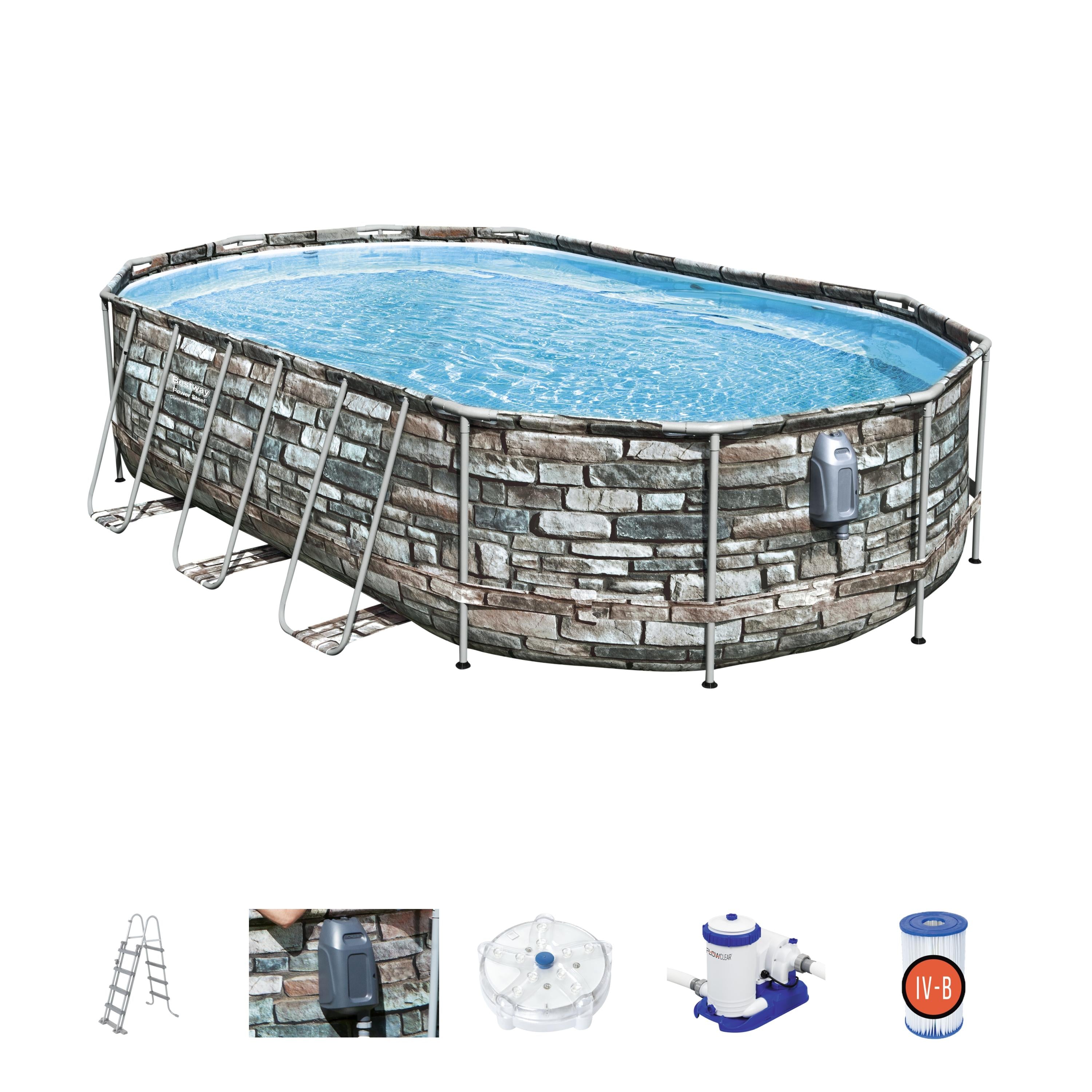 Piscina ovale Power Steel Comfort idromassaggio Jet 610X366X122 Bestway 56719
