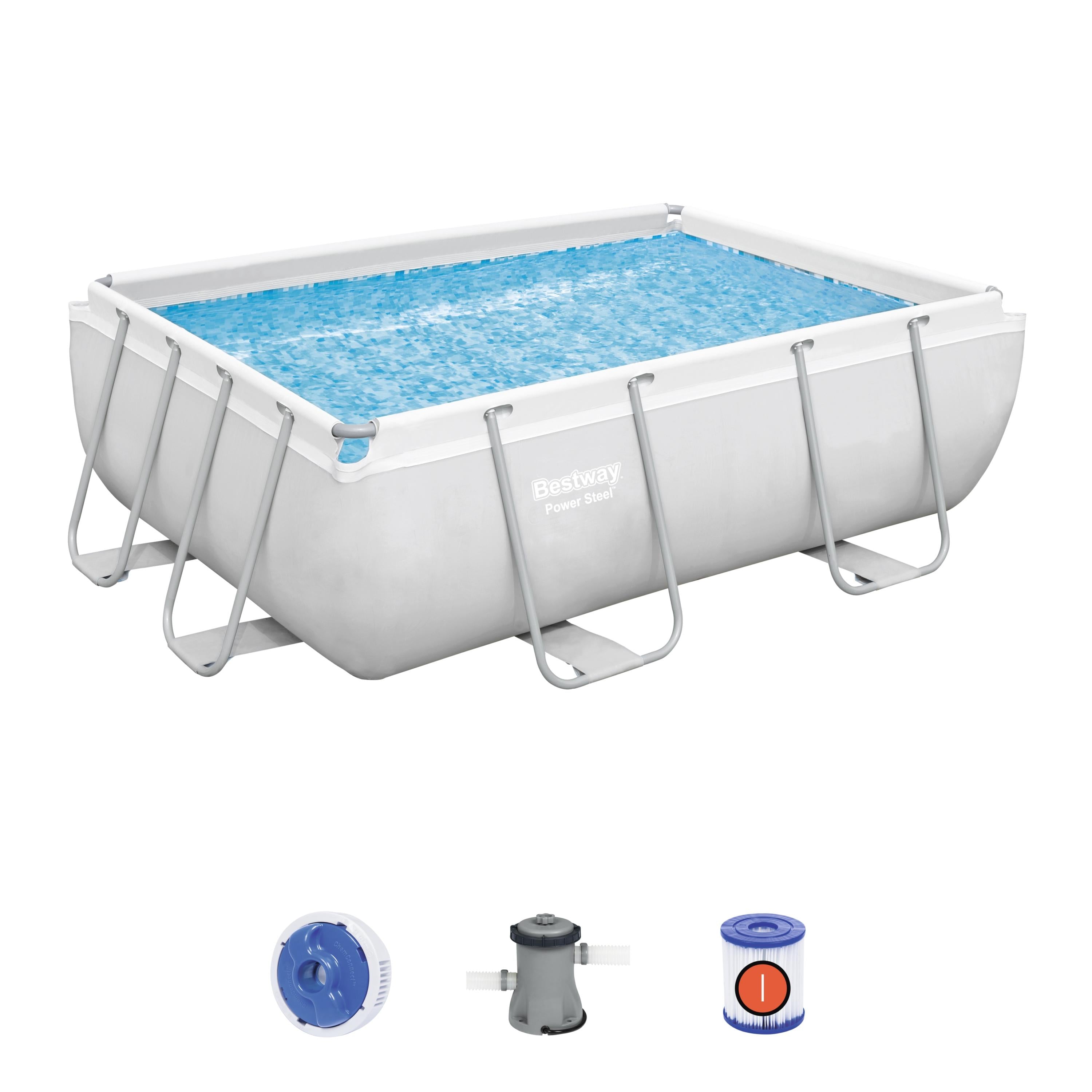 Piscina rettangolare 282x196x84 Power Steel Frame con Struttura Metallica 56629