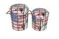 Pouf contenitori da interno con seduta in PVC imbottito e decorazione bandiera USA