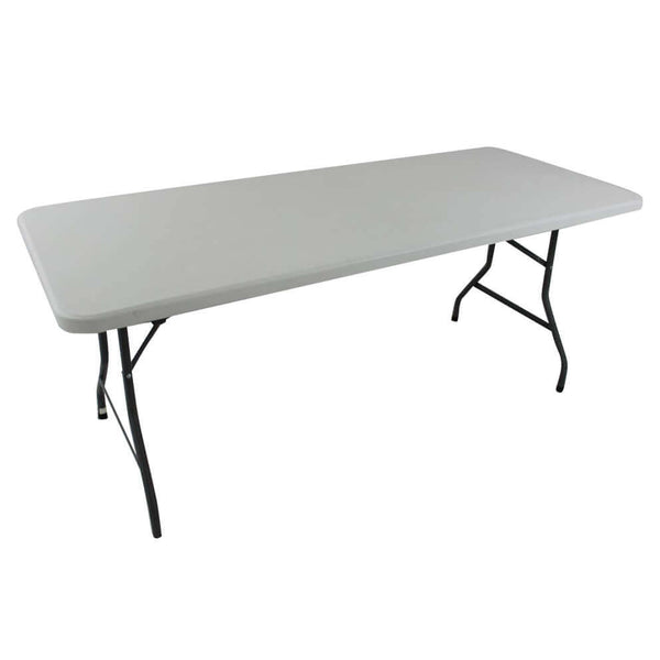 Tavolo in acciaio e plastica con piedi richiudibili 180x75xH74 cm