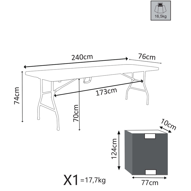 Tavolo Richiudibile in Plastica Struttura in Acciaio da Giardino Pic Nic  183x76x74cm