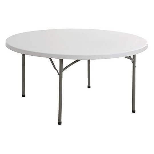 Tavolo tondo con gambe pieghevoli in acciaio e plastica Ø120xH74 cm