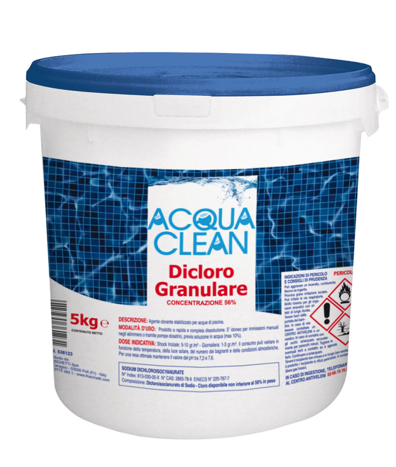 Cloro dicloro granulare 56% per trattamento acqua piscine e spa ACQUA CL