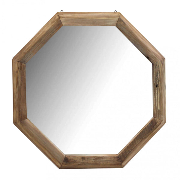 Specchio ottagonale 74x74 cm da parete con cornice in legno di pino