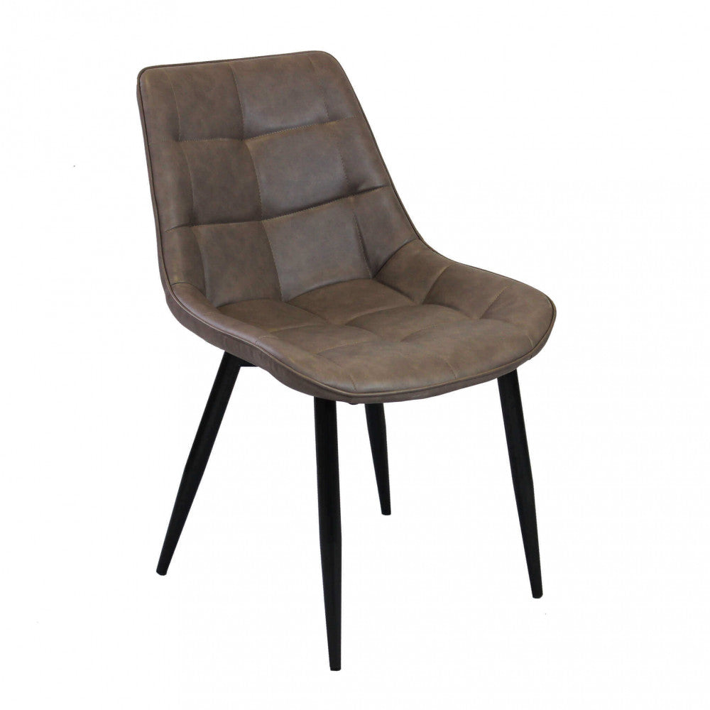 Sedia larga da interno sala da pranzo con struttura in metallo e seduta morbida rivestita in ecopelle No Arm