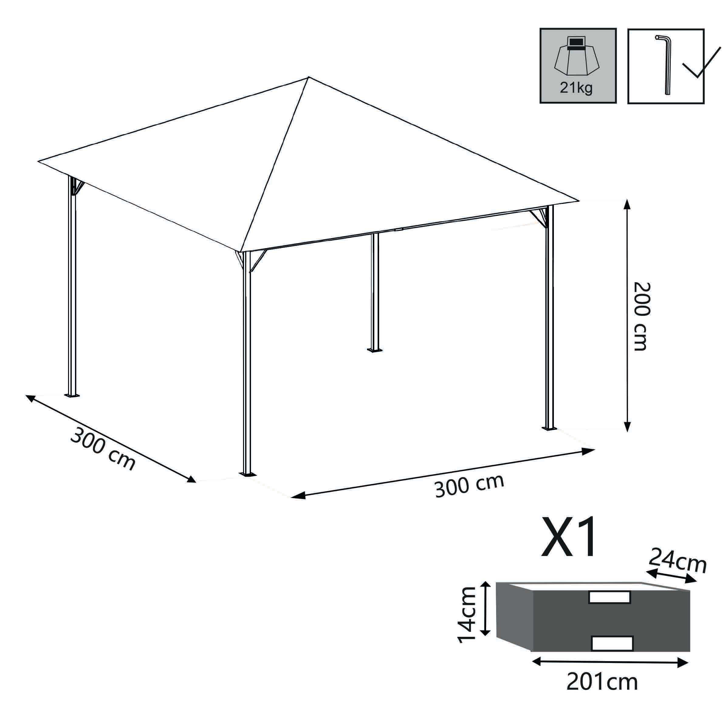 Gazebo in acciaio e poliestere 3x3 mt Gardenia1