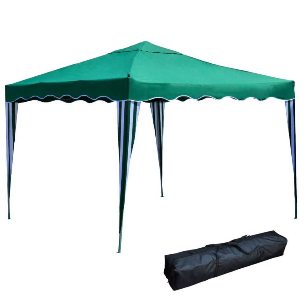 Gazebo pieghevole verde in acciaio e poliestere 3x3 mt Amber