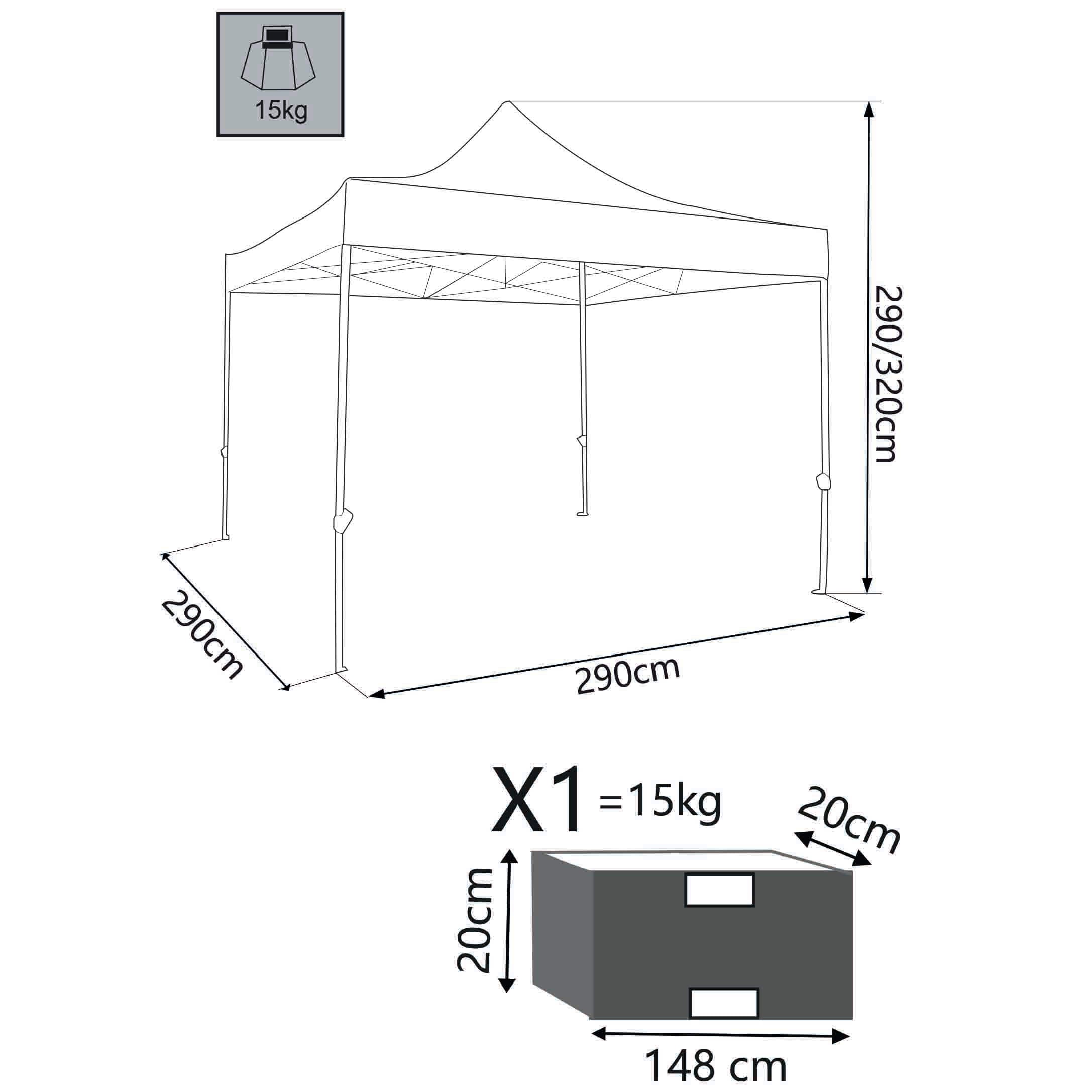 Gazebo in alluminio e poliestere 3x3 Katrina1